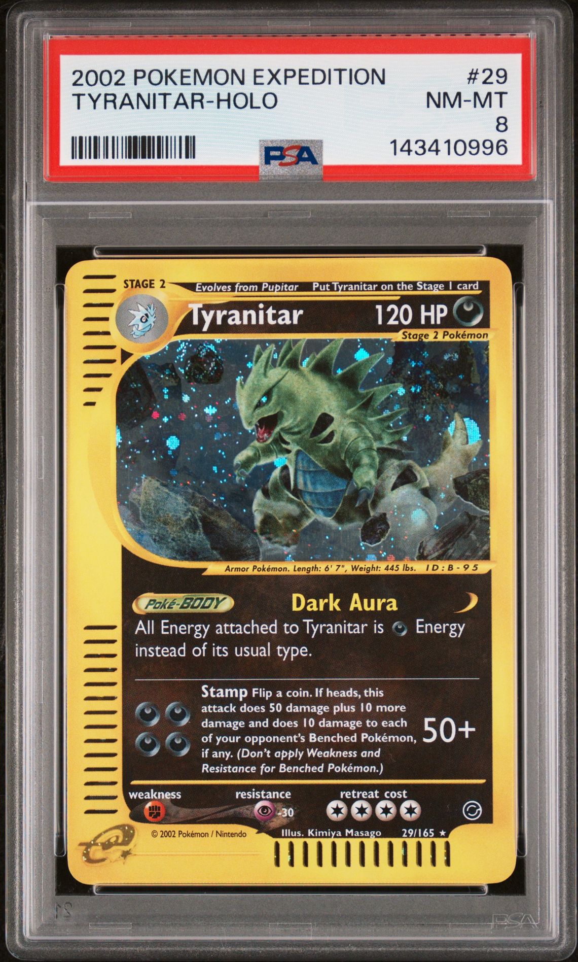 2002 Pokemon POKEMON EXPEDITION Holo #29 Tyranitar-Holo front