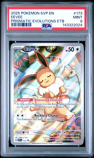 Pokemon - 2025 Eevee Prismatic Evolutions Etb #173 Svp En-Sv Black Star Promo PSA 9 Fair Drop Entry