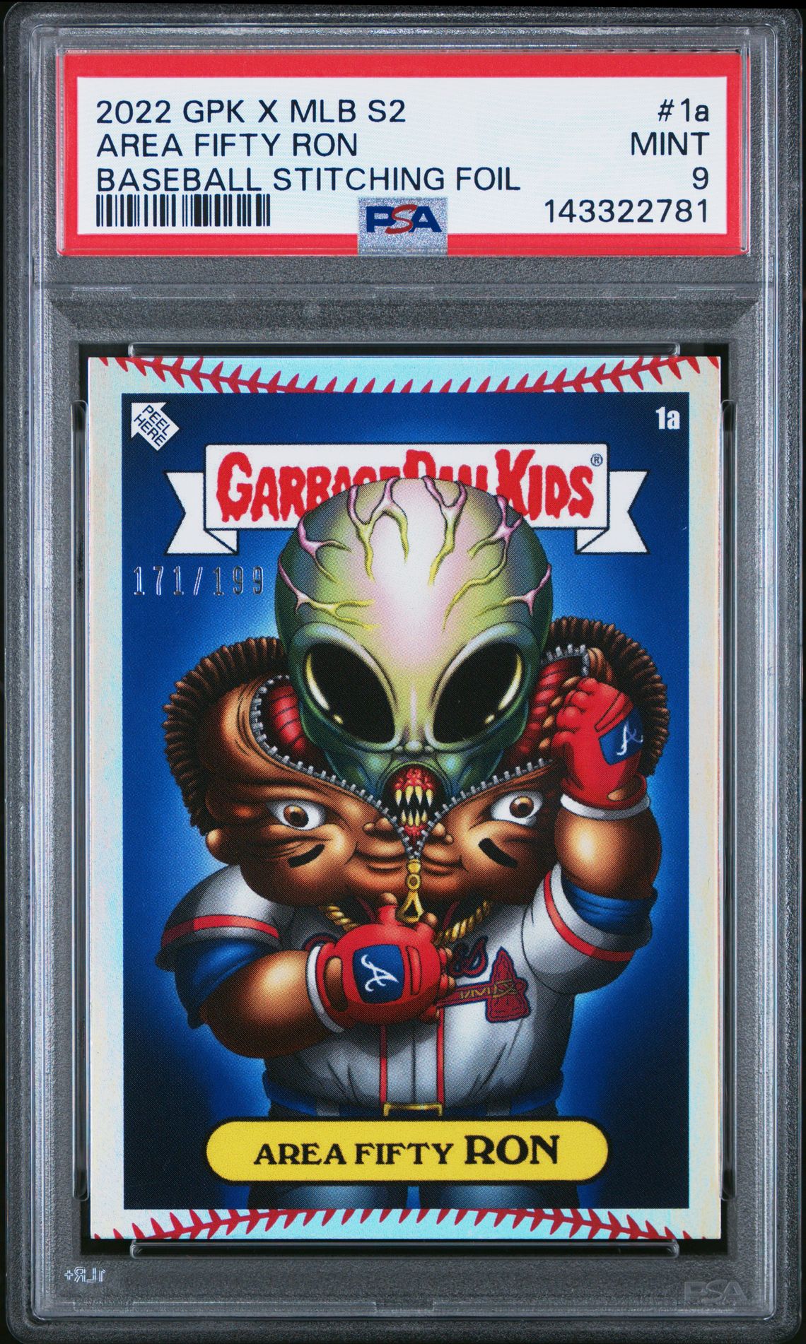 2022 Garbage Pail Kids TOPPS GARBAGE PAIL KIDS GPK X MLB SERIES 2 ALEX PARDEE BASEBALL STITCHING FOIL #1A Area Fifty Ron front
