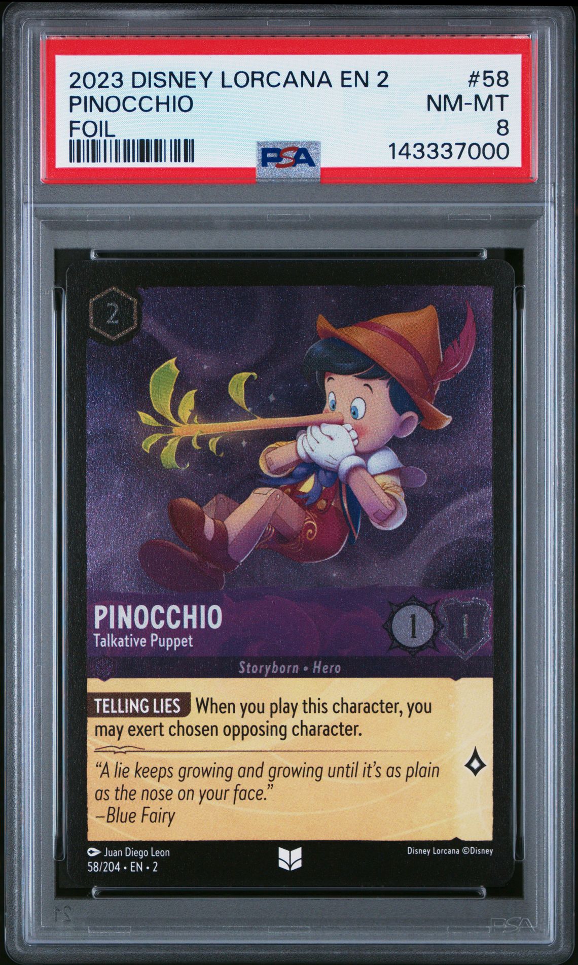 2023 Disney DISNEY LORCANA EN 2-RISE OF THE FLOODBORN FOIL #58 Pinocchio front