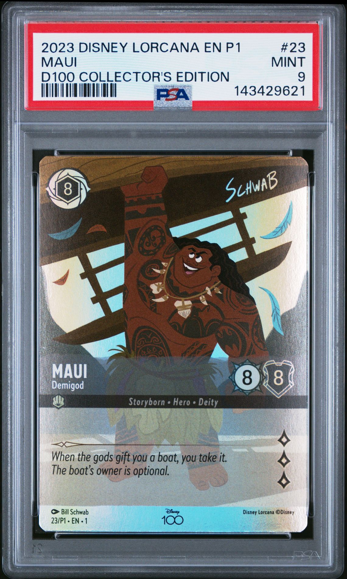 2023 Lorcana DISNEY LORCANA EN P1-PROMO D100 COLLECTOR'S EDITION #23 Maui front