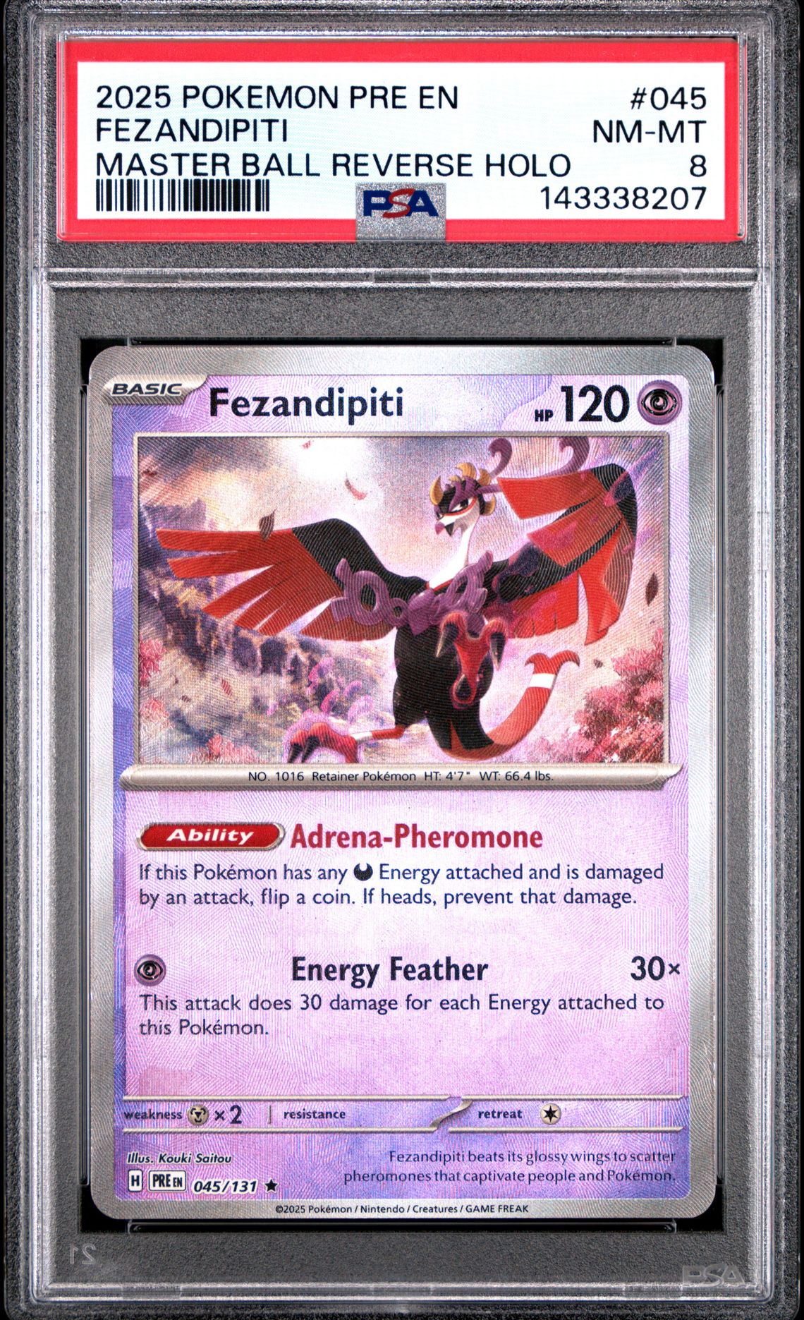 2025 Pokemon POKEMON PRE EN-PRISMATIC EVOLUTIONS MASTER BALL REVERSE HOLO #045 Fezandipiti front