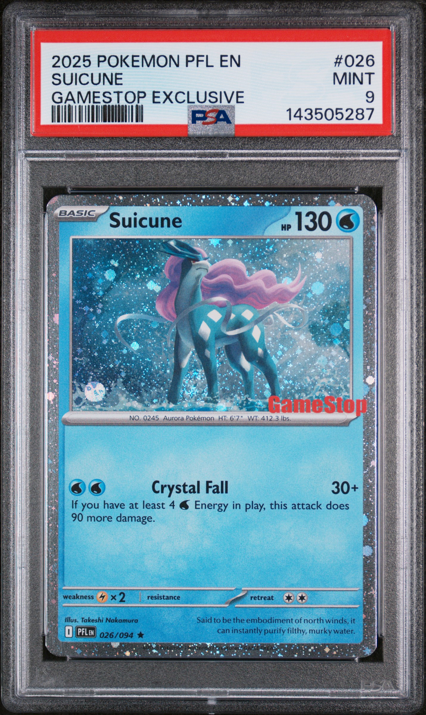 2025 #026 Suicune PSA 9 Pfl EN-Phantasmal Flames