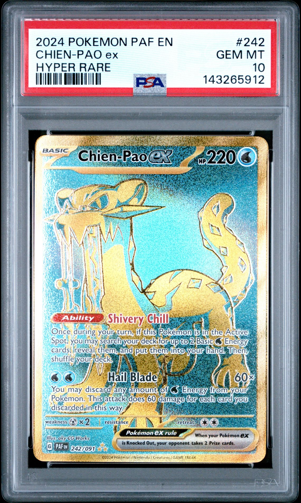 2024 Pokemon Paf En-Paldean Fates Chien-Pao Ex #242 (Hyper Rare) Gem Mt 10 front