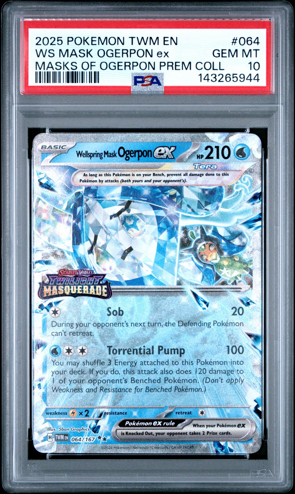 2025 Pokemon Twm En-Twilight Masquerade Ws Mask Ogerpon Ex #064 (Masks Of Ogerpon Prem Coll) Gem Mt 10 front