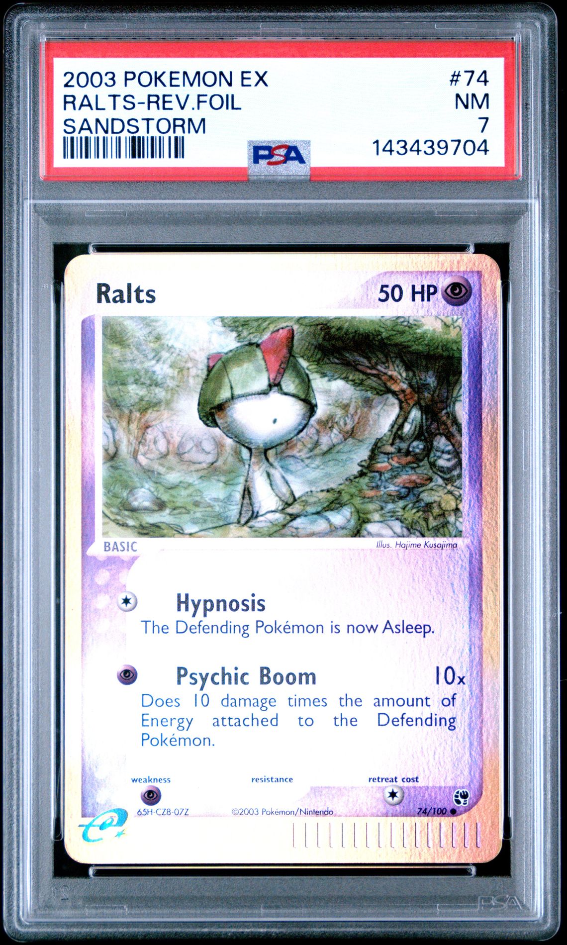 2003 Pokemon POKEMON EX SANDSTORM #74 Ralts-Rev.Foil front