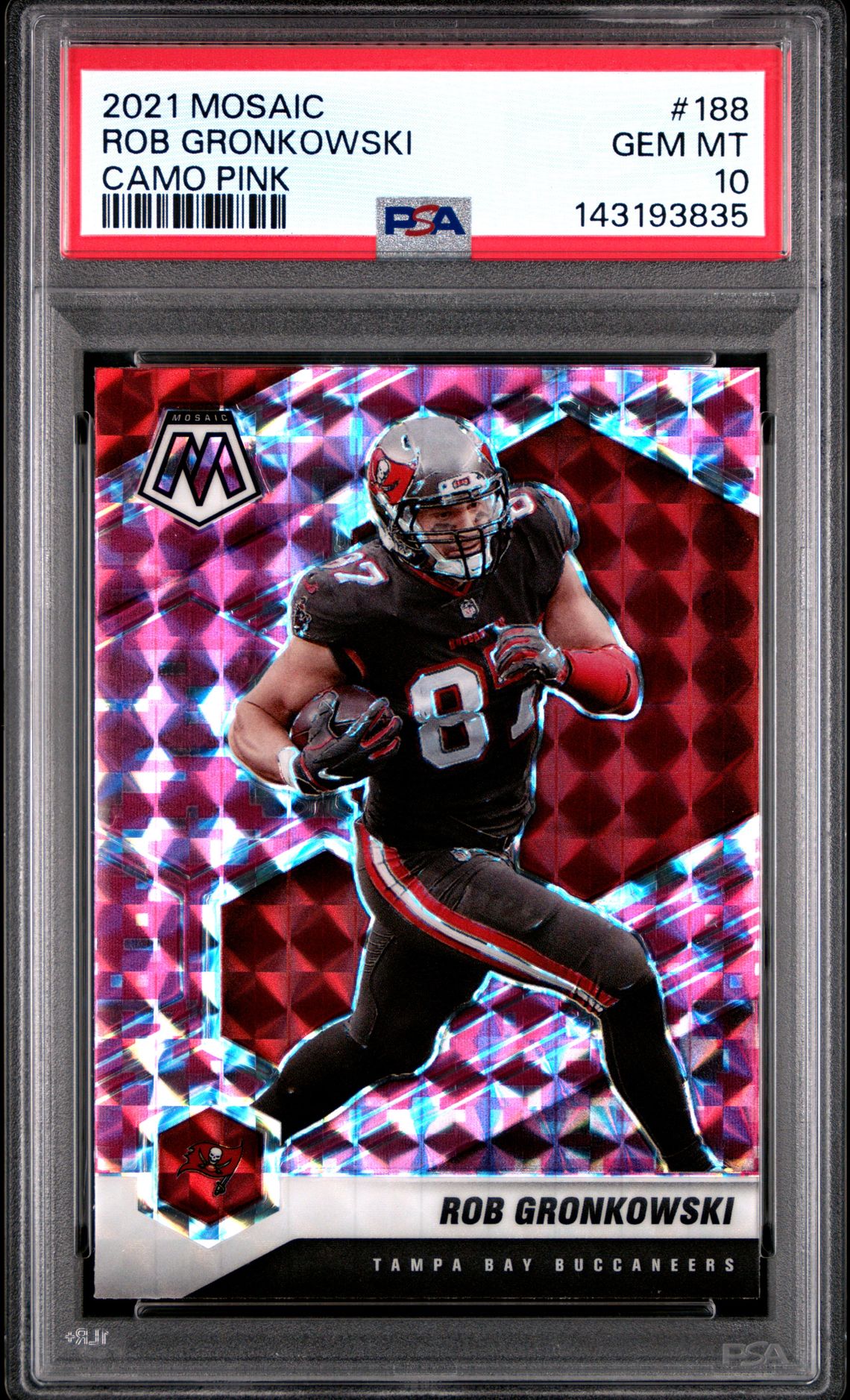 2021 Panini Mosaic Rob Gronkowski #188 (Camo Pink) Gem Mt 10 front