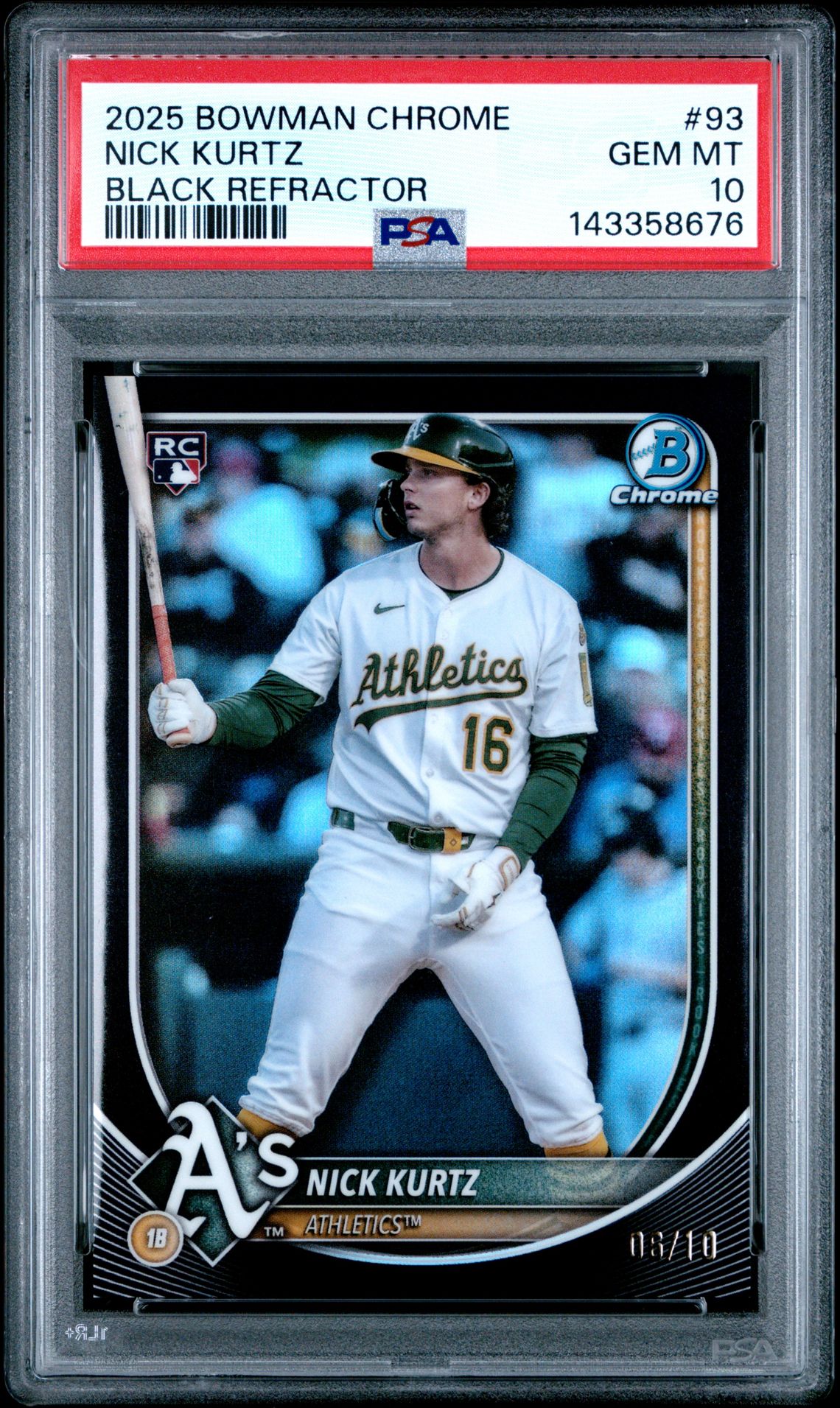 2025 Bowman Bowman Chrome BLACK REFRACTOR #93 Nick Kurtz front