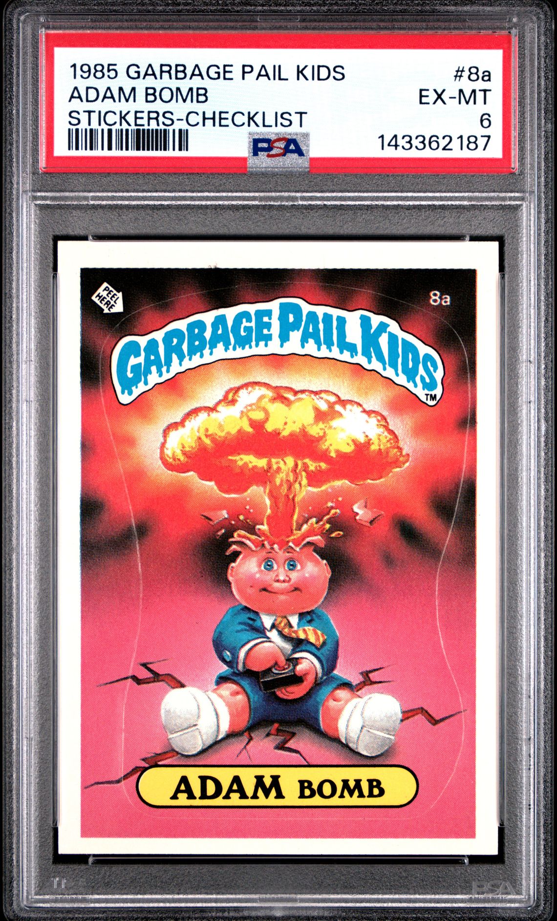 1985 Topps GARBAGE PAIL KIDS STICKERS STICKERS-CHECKLIST #8A Adam Bomb front