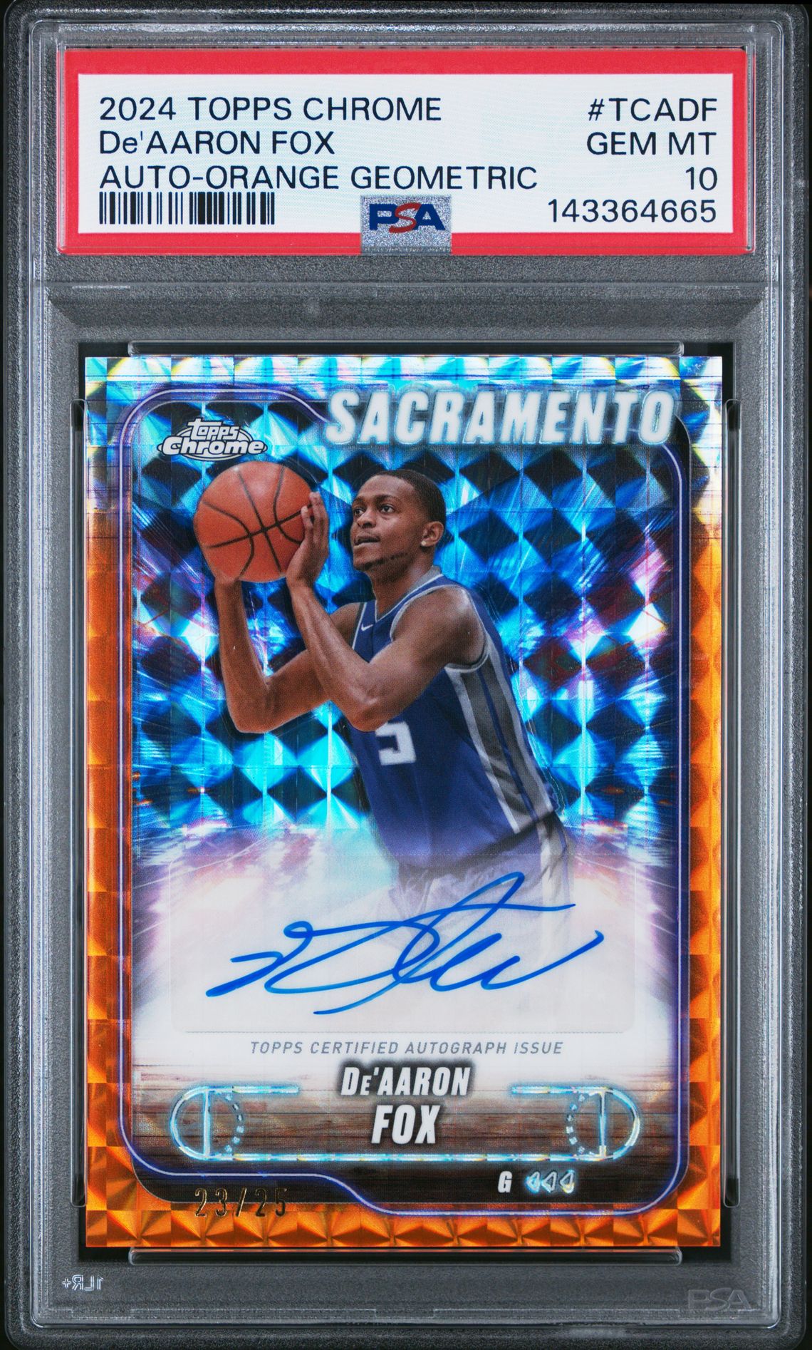 2024 Topps Chrome TOPPS CHROME TOPPS CHROME AUTOGRAPHS ORANGE GEOMETRIC #TCADF De'Aaron Fox front