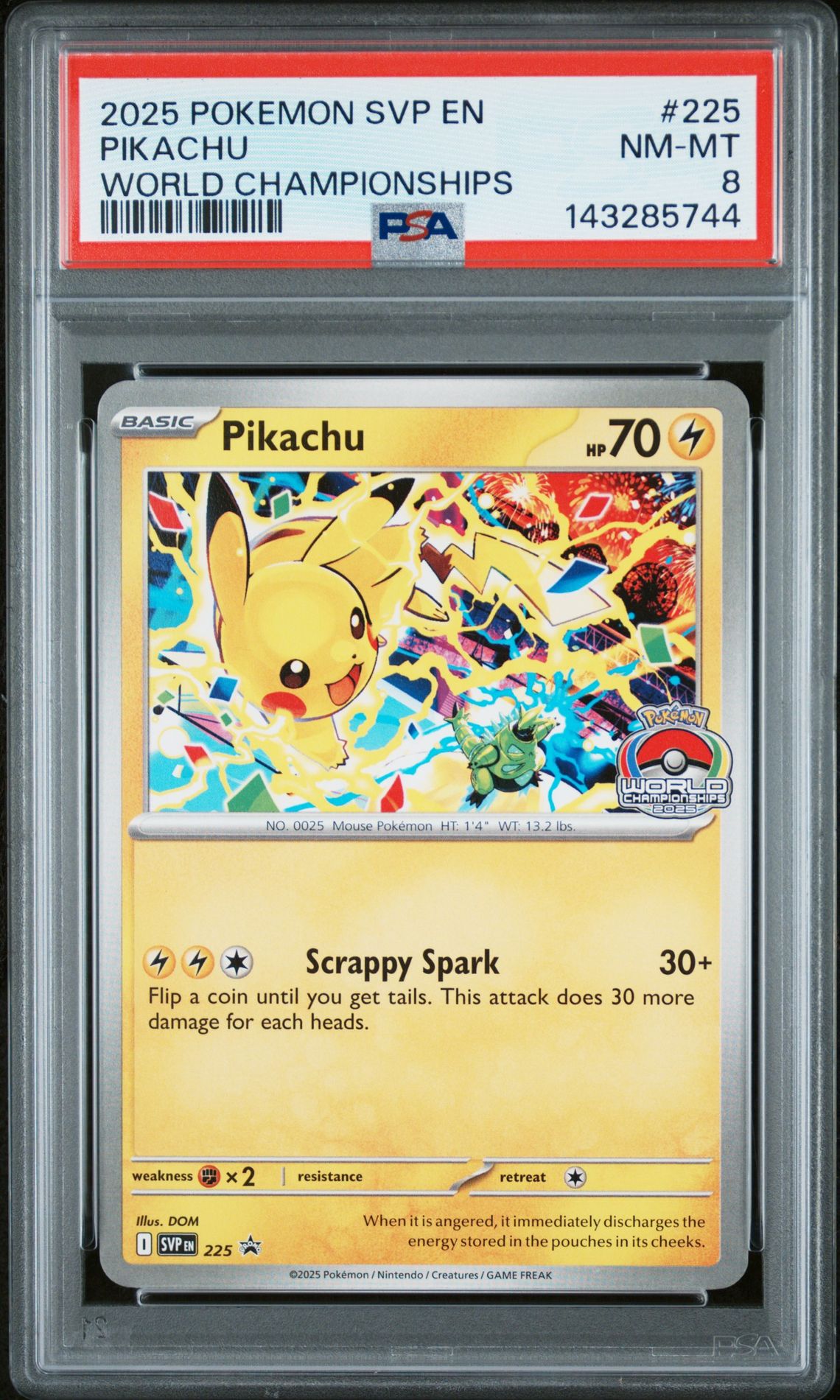 2025 Pokemon POKEMON SVP EN-SV BLACK STAR PROMO WORLD CHAMPIONSHIPS #225 Pikachu front