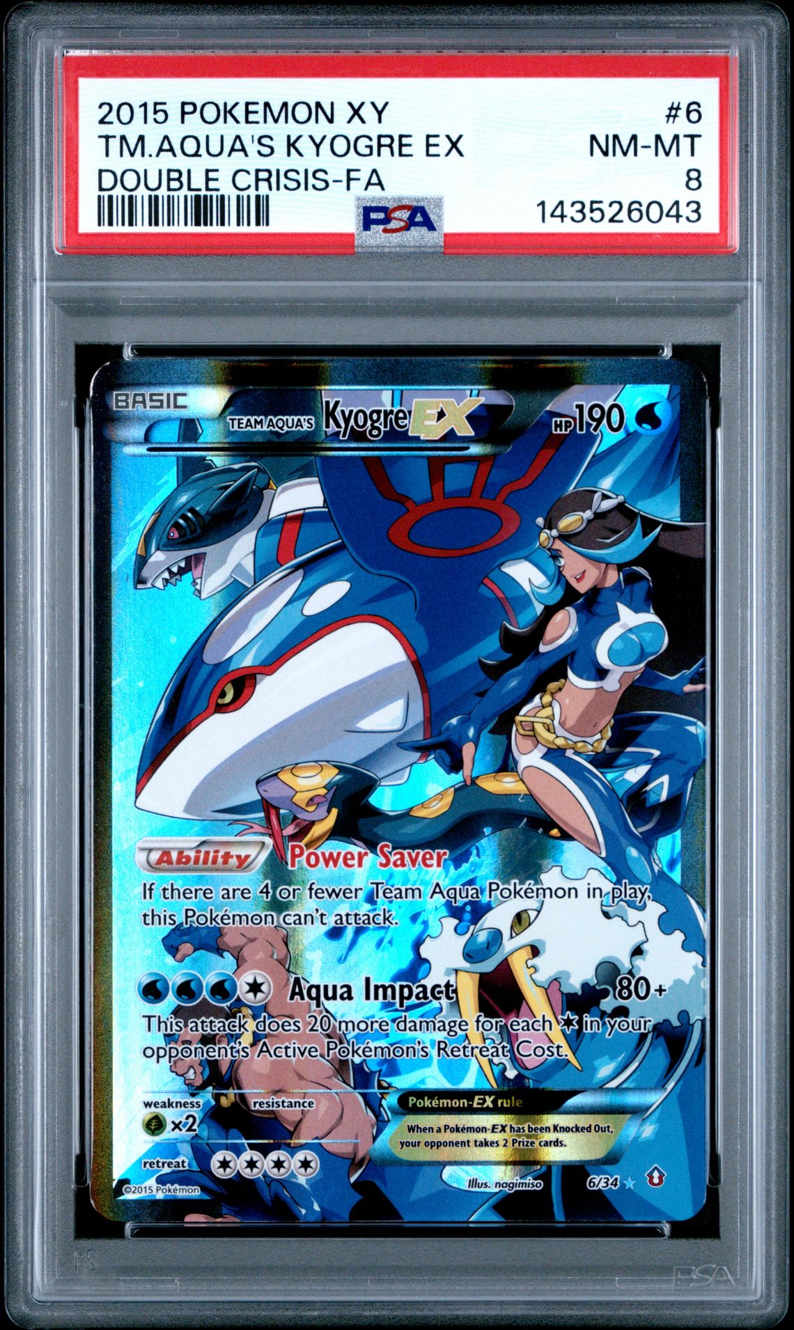 2015 Pokemon POKEMON XY DOUBLE CRISIS #6 Tm.Aqua's Kyogre EX front