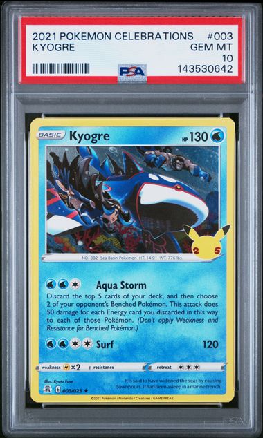 2021 Pokemon Celebrations #003 Kyogre front