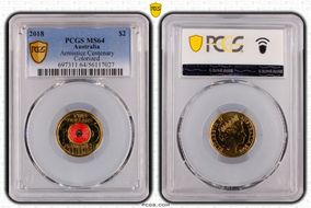 2018 $2 Armistice Centenary Colorized MS64