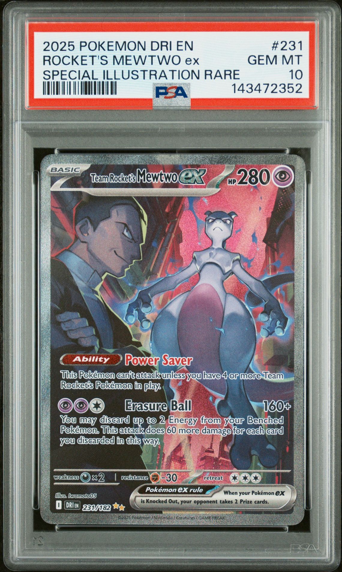 2025 Pokemon POKEMON DRI EN-DESTINED RIVALS SPECIAL ILLUSTRATION RARE #231 Rocket's Mewtwo EX front