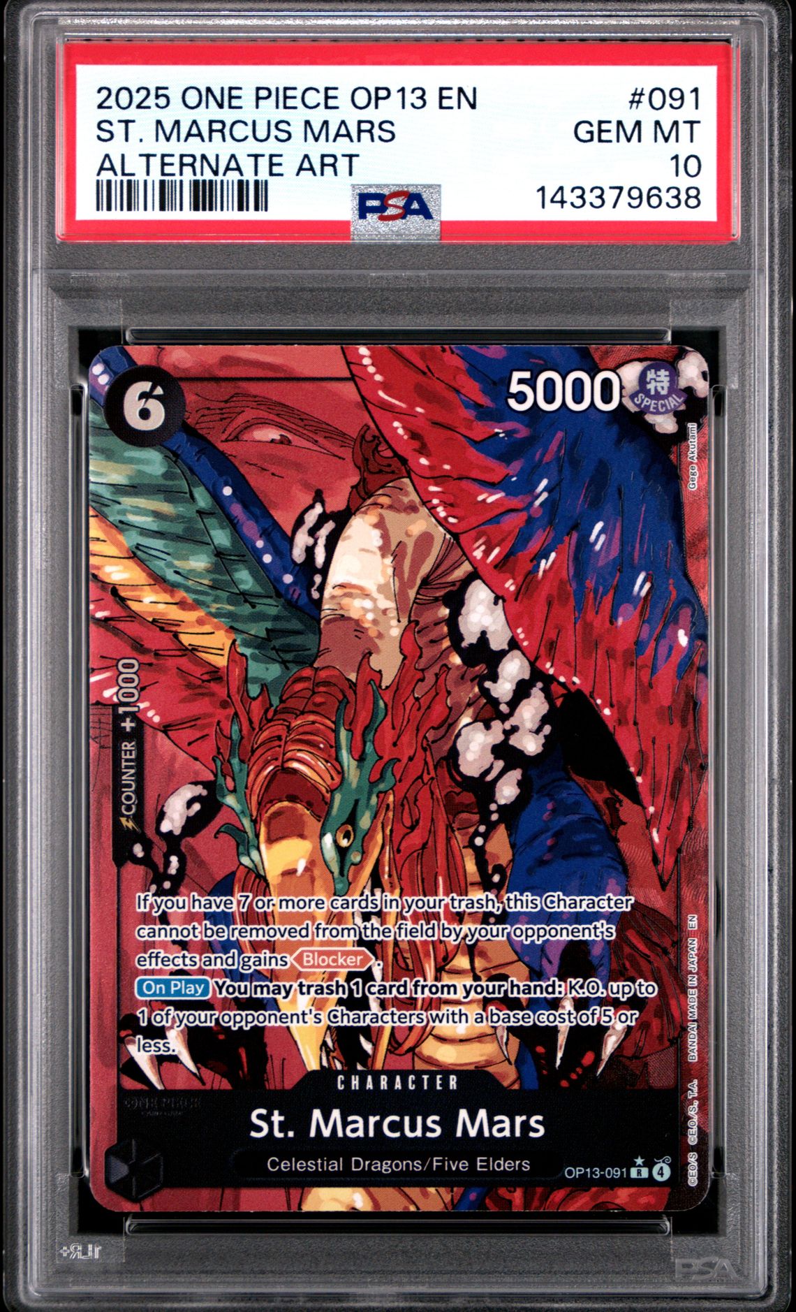 2025 One Piece ONE PIECE OP13-CARRYING ON HIS WILL ALTERNATE ART #091 St. Marcus Mars front