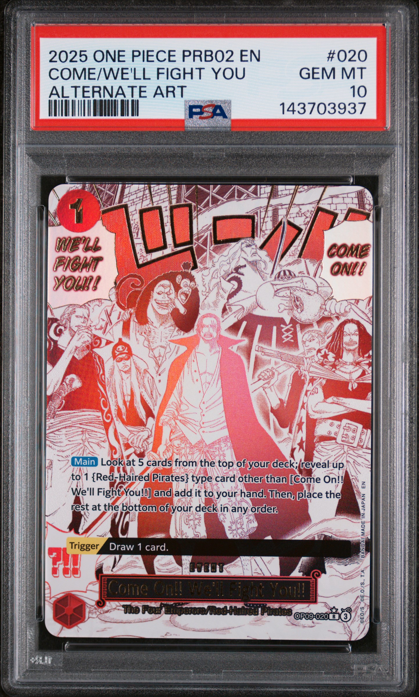 2025 #020 Come on!! We'll Fight You!! PSA 10 One Piece PRB02-Premium Booster -One Piece Card the Best- Vol.2