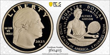 2025-S 25C Althea Gibson Stephanie Sabin PR70DCAM