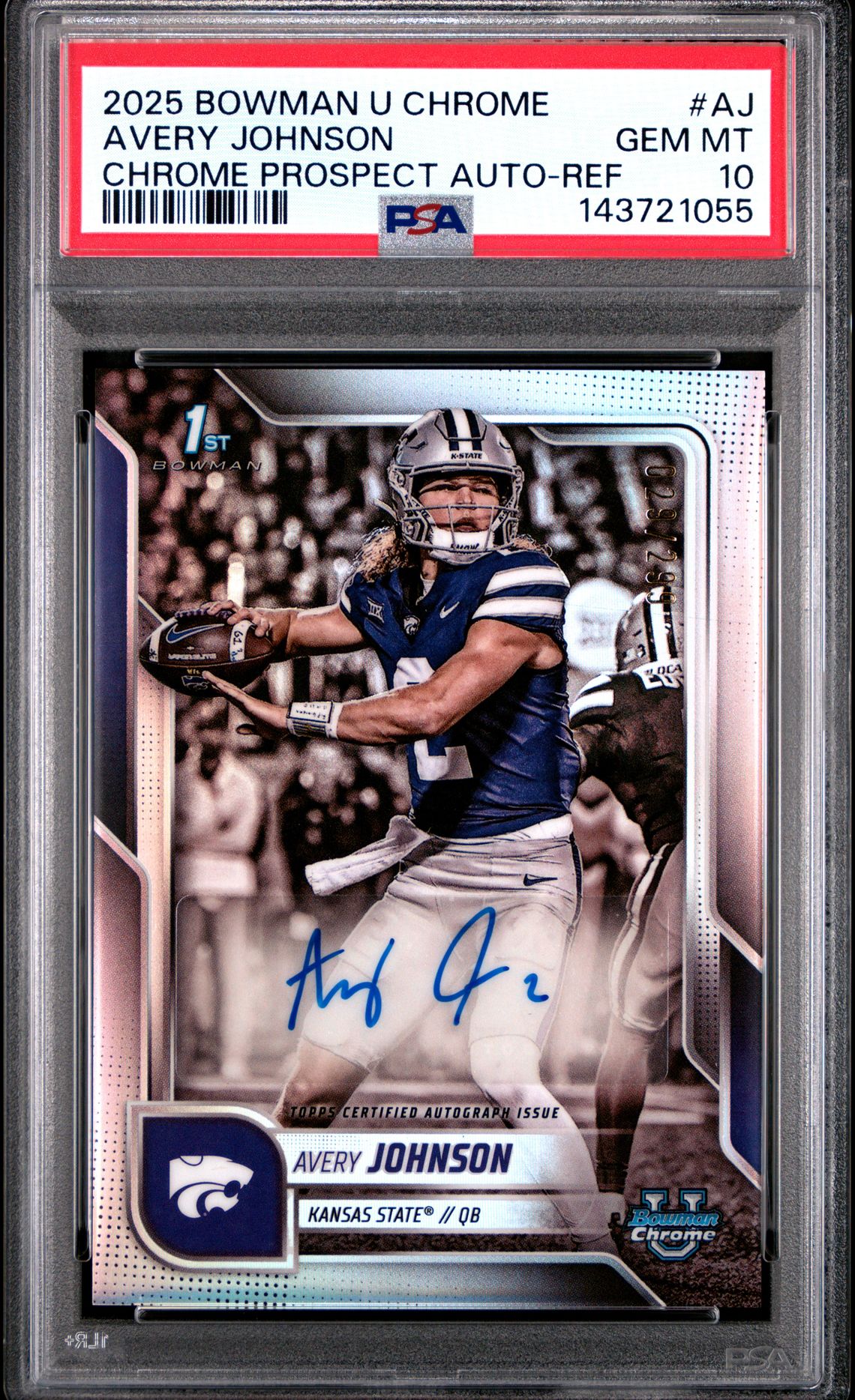 2025 Bowman BOWMAN UNIVERSITY CHROME BOWMAN CHROME PROSPECT AUTOGRAPHS CHR PROSPECT AU-STEALTH REF #AJ Avery Johnson front