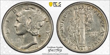 1924-D 10C AU50