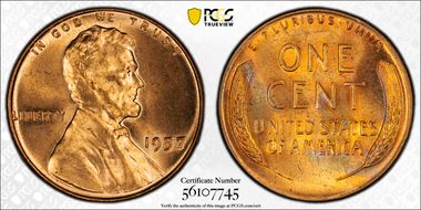 1957 1C MS64RD