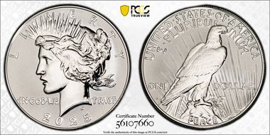 2025-S $1 Peace Dollar Rev PR Two-Coin Reverse Proof Set PR69