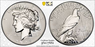 2025-S $1 Peace Dollar Rev PR Two-Coin Reverse Proof Set PR69