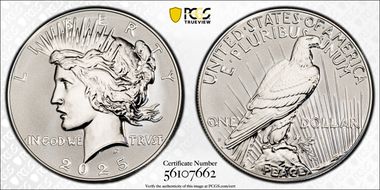 2025-S $1 Peace Dollar Rev PR Two-Coin Reverse Proof Set PR70