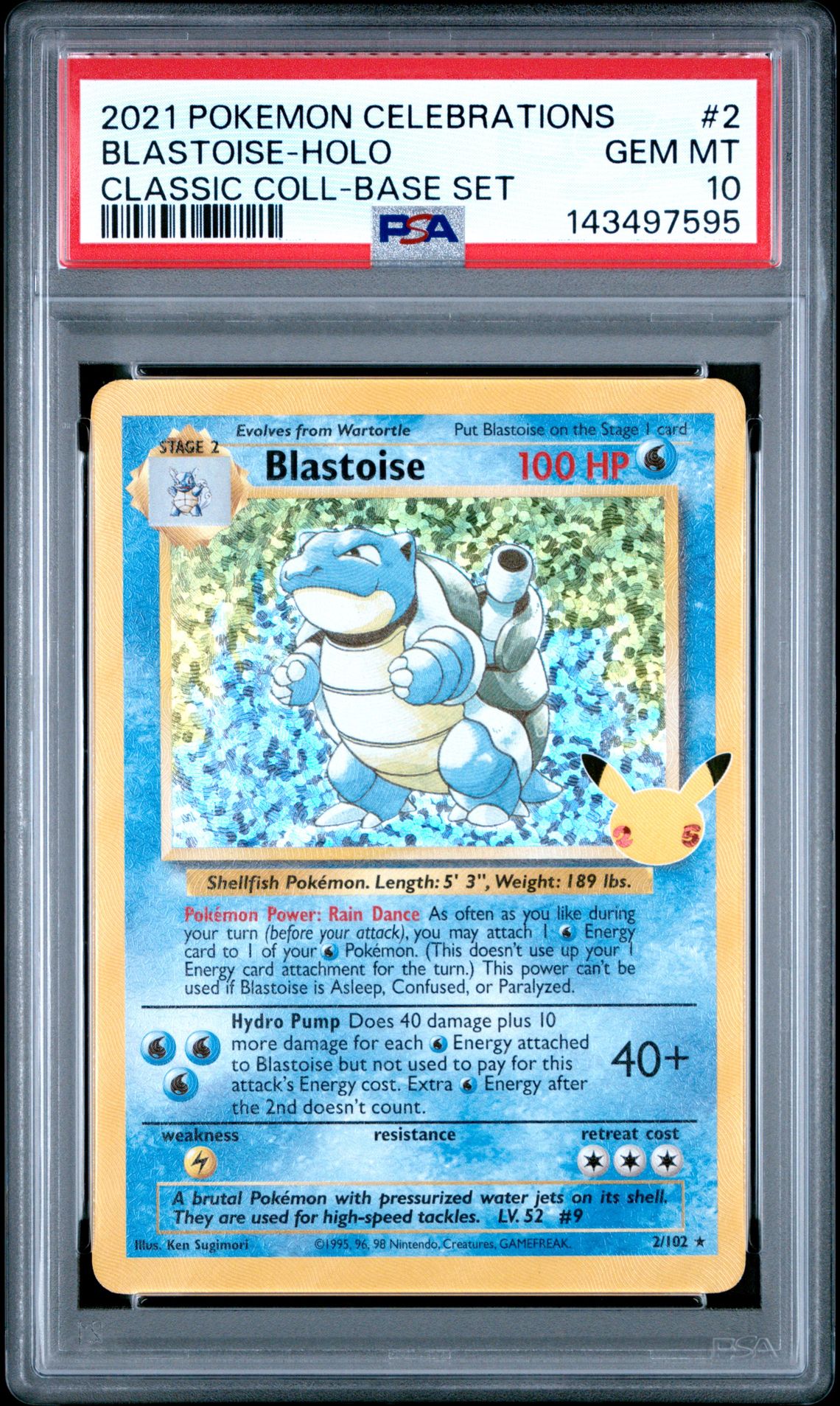 2021 Pokemon Celebrations Classic Collection Base #2 Blastoise-Holo front