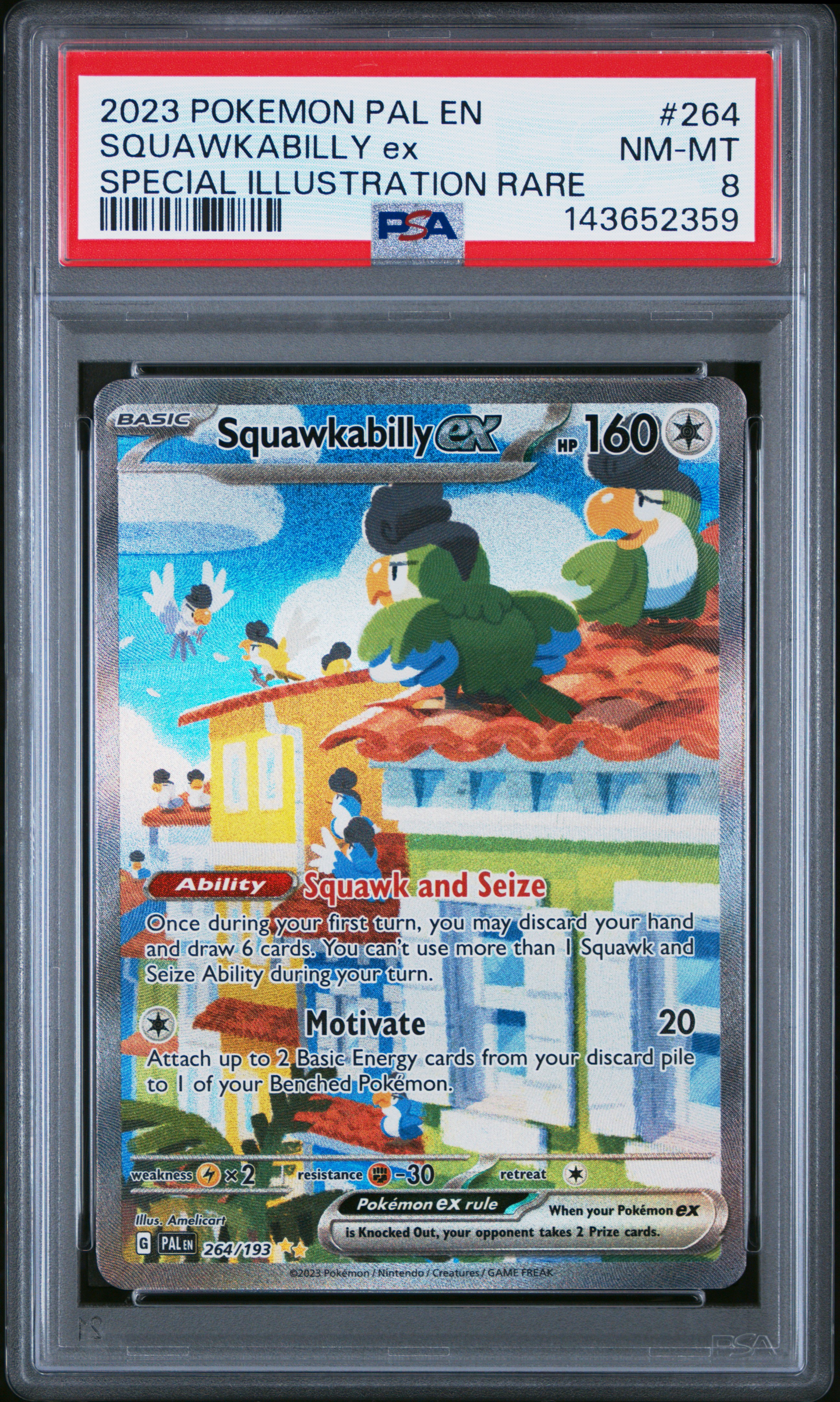 2023 #264 Squawkabilly EX PSA 8 Pal EN-Paldea Evolved Pokemon