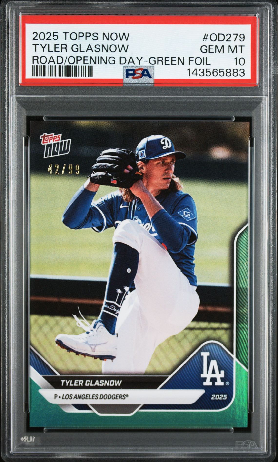 2025 Topps TOPPS NOW ROAD TO OPENING DAY Green Foil Tyler Glasnow front