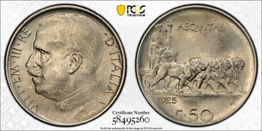 1925-R 50C KM-61.1  P/E MS65