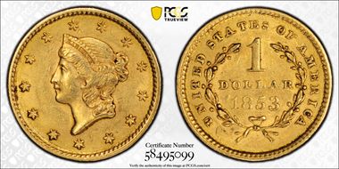 1853 G$1 AU58