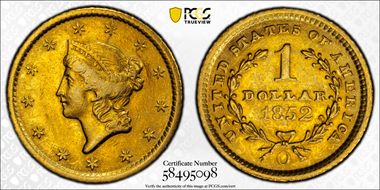 1852-O G$1 AU50