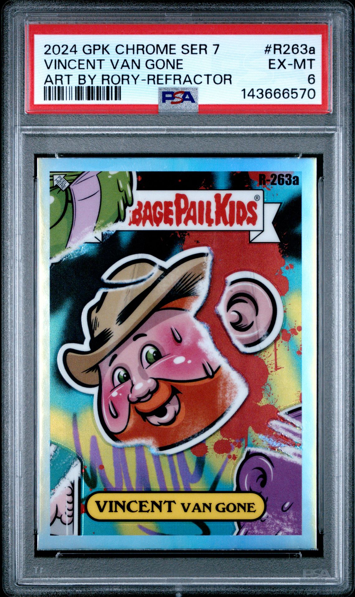 2024 Topps TOPPS CHROME GARBAGE PAIL KIDS ORIGINAL SERIES 7 ART BY RORY ART BY RORY-REFRACTOR #R263A Vincent Van Gone front