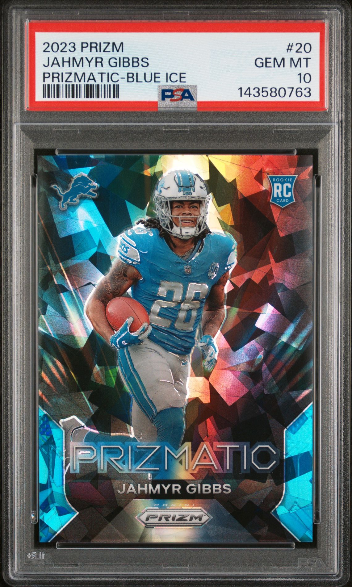 2023 Panini PANINI PRIZM PRIZMATIC BLUE ICE #20 Jahmyr Gibbs front