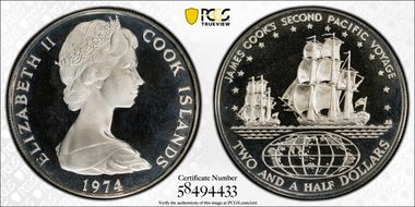 1974 $2.50 James Cook's Voyage PR67DCAM