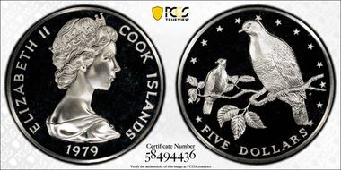 1979-FM $5 Rarotongan Fruit Doves PR68DCAM