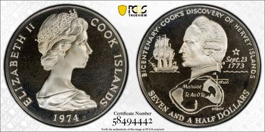 1974 $7.50 James Cook's Voyage PR67DCAM
