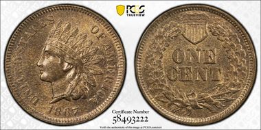 1867 1C MS66RB