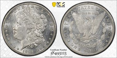 1892-S $1 AU58