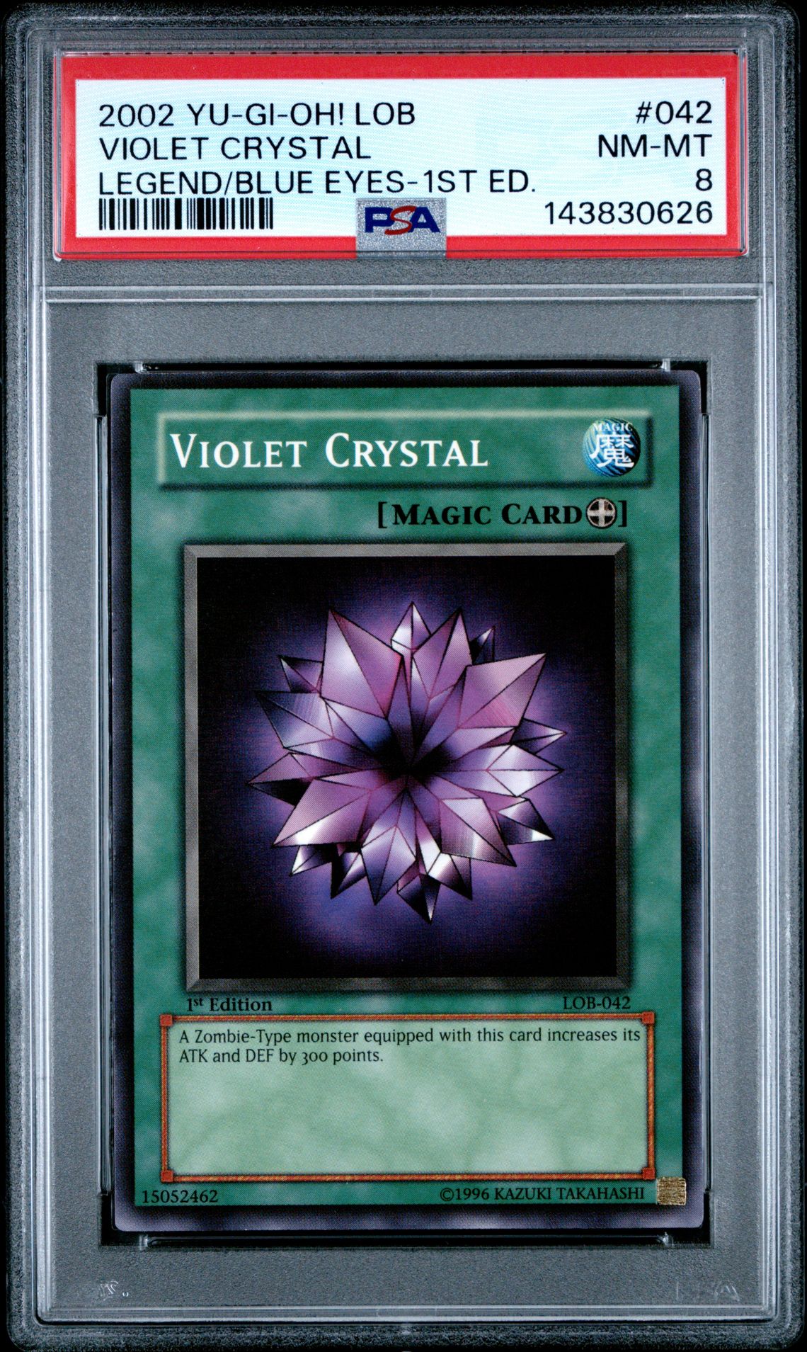 2002 Yu-Gi-Oh! YU-GI-OH! LOB-LEGEND OF BLUE EYES WHITE DRAGON 1st Edition #042 Violet Crystal front