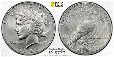 2025 $1 Peace Dollar First Strike MS70