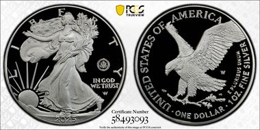 2025-W $1 Silver Eagle w/ U.S. Army Privy 250th Anniversary First Strike PR70DCAM