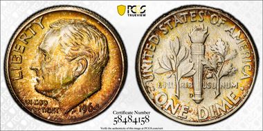 1964-D 10C MS67+ FB