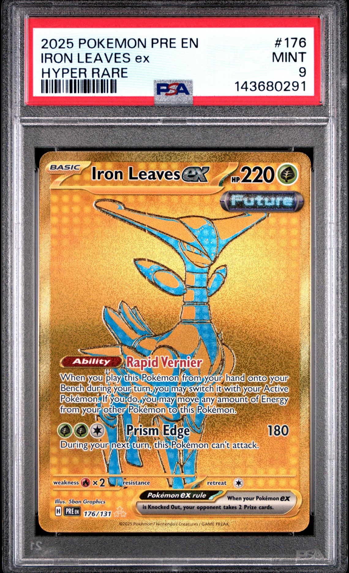 2025 Pokemon POKEMON PRE EN-PRISMATIC EVOLUTIONS HYPER RARE #176 Iron Leaves Ex front
