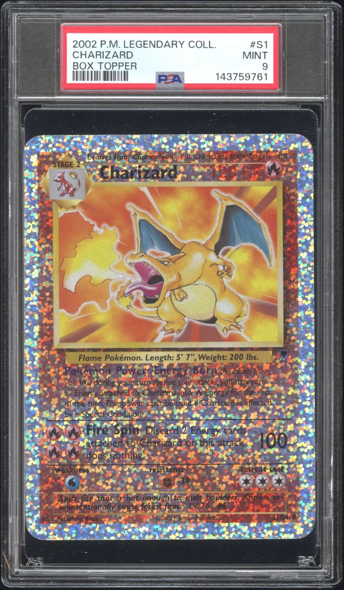 2002 Pokemon POKEMON LEGENDARY COLLECTION BOX TOPPER #S1 Charizard front