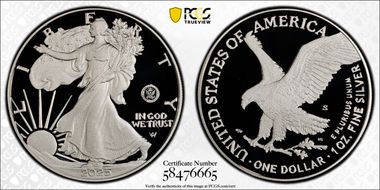 2025-S $1 Silver Eagle w/ U.S. Navy Privy 250th Anniversary PR70DCAM