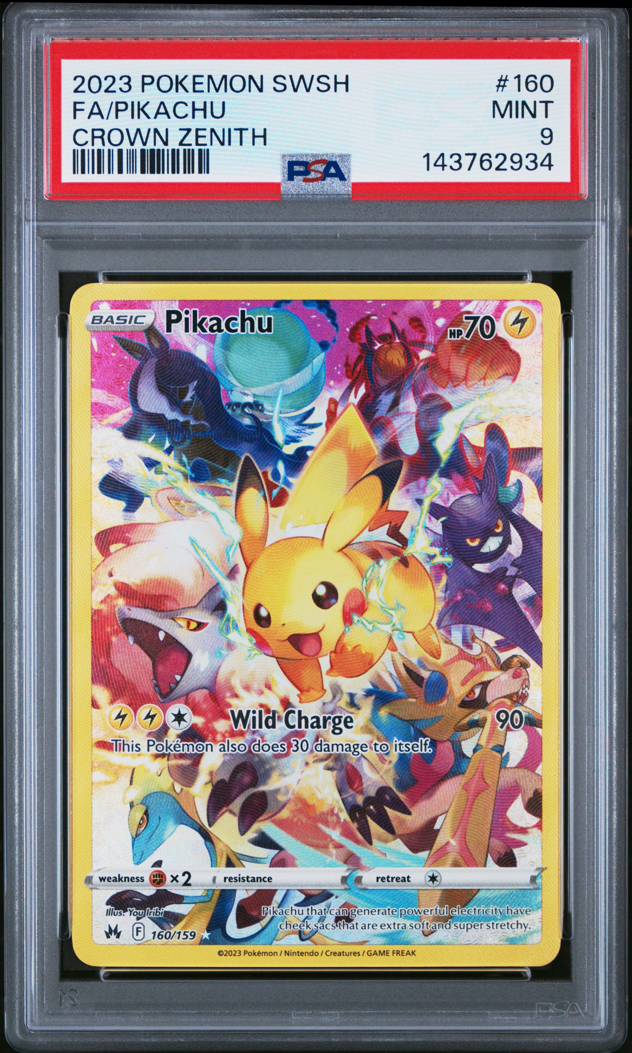 2023 #160 Full Art/Pikachu PSA 9 Sword and Shield Crown Zenith