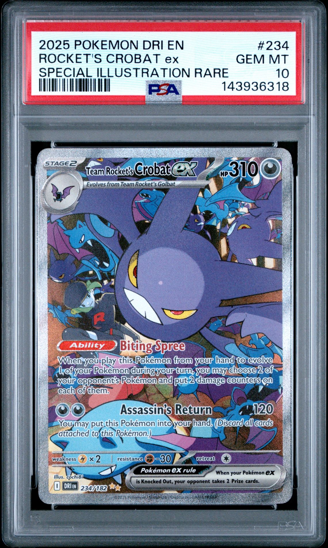 2025 Pokemon POKEMON DRI EN-DESTINED RIVALS SPECIAL ILLUSTRATION RARE #234 Rocket's Crobat EX front